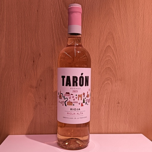 Vi Taron rosat - D.O: Rioja Alta. Aroma a fruita madura i flors amb un gust lleuger i ampli amb una sensació final molt fresca.